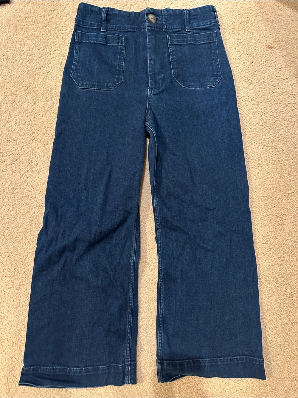 Maeve Dark Blue Wide Leg Jeans, crop 30